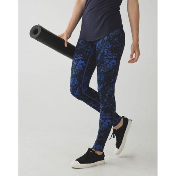Lululemon Wunder Under Pant Full-On Luon Roll Down Floral Sport Backdrop Iris 2 - Picture 3 of 6